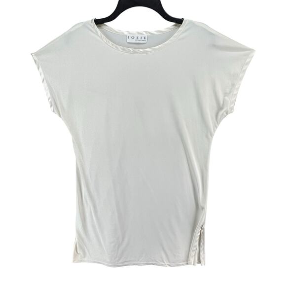 Josie Natori Sleep Shirt Womens M Ivory Side Slit Lightweight Comfort Nightgown - Picture 2 of 13